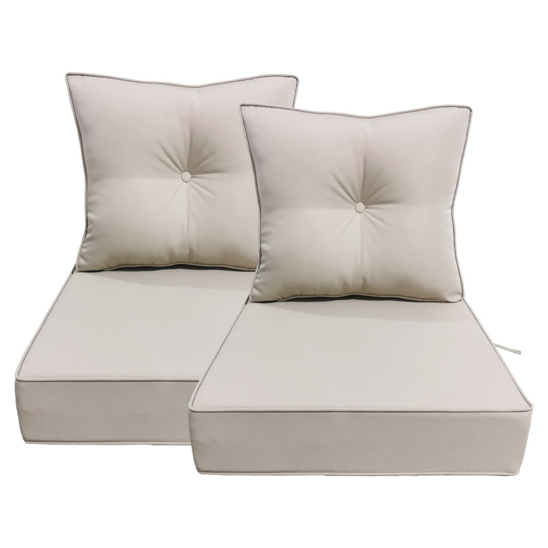Outdoor Deep Seating Cushion, Chair Cushions For Patio Furniture 24 X 24 X 6 Inch, Water-resistant, 2, Light Khaki