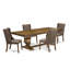 L'ensemble de table de salle à manger 5 pièces comprend une table de cuisine et 4 chaises de cuisine en tissu de lin brun avec dossier capitonné - finition noyer antique.-1633365240-1620299187-1620299199