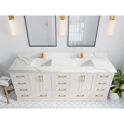 84 po Boston X P 22 po De salle de bain double en albâtre Quartz Nuvo