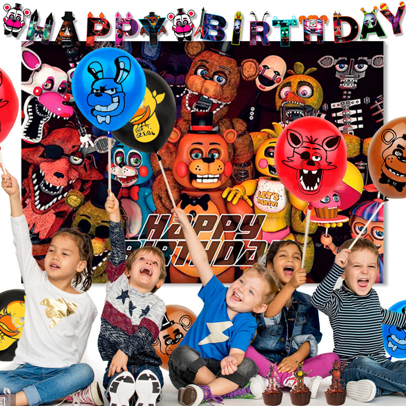 Décorations pour une fête d'anniversaire Five Nights at Freddy's, ensemble de 112 pièces comprenant vaisselle et accessoires de fête Five Nights at Freddy's pour enfants