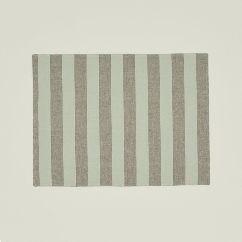 Essential Striped Placemat - Set Of 4, Sage/Olive