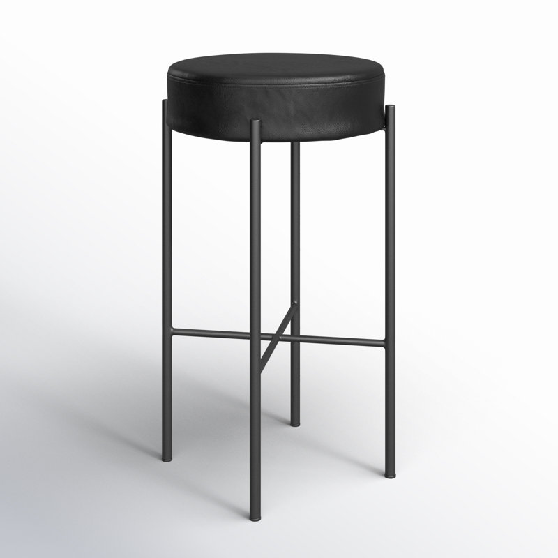 Nocona Bar Stool, Leather - Black, Bar Stool (30" Seat Height)