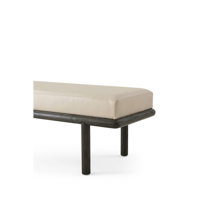 Repose Leather Bench, Charcoal Oak