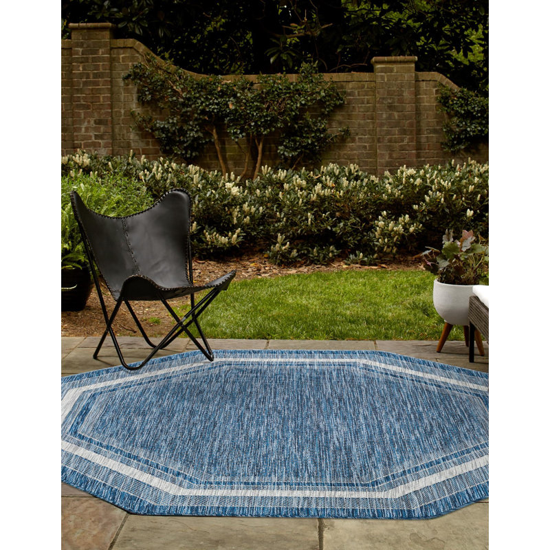 Tapis intérieur / extérieur Sevinc, Blue, Octogone 7 pi 10 po x 7 pi 10 po