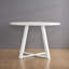 5 configurations de salle à manger - table ronde à tréteaux et 4 chaises bleues et blanches avec coussins en mousse