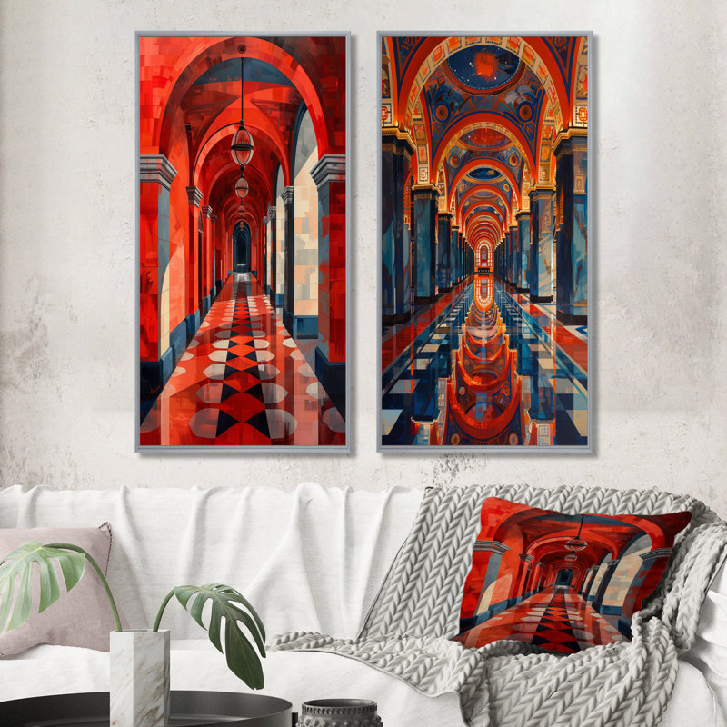 Ensemble de 2 pièces d'art mural, H 40 po x l 40 po, Impression encadrée, Argent argent