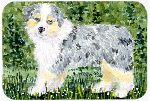 Australian Shepherd Green Rectangle Glass Cutting Board