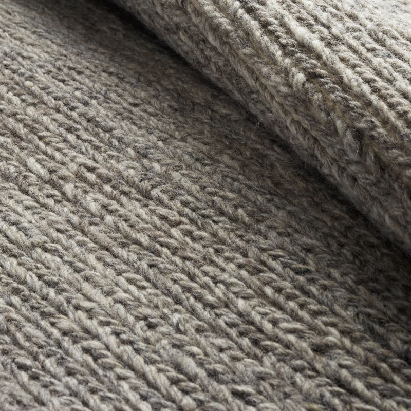 Gray Flat Woven Handmade Wool Rectangular Rug 5' x 8'