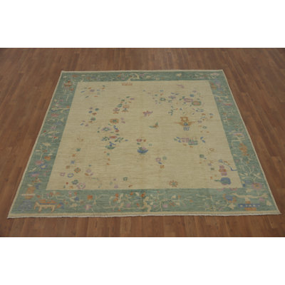 Tapis art déco à motif végétal 7 x 7