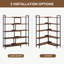 Expandable Corner Bookcase With 5 Tier Shelves, Wooden Storage Rack, Display Bookshelf, Space Saving