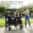 4-Seater Foldable Wagon Stroller with Canopy and Adjustable Handle for Kids,Black-125330866