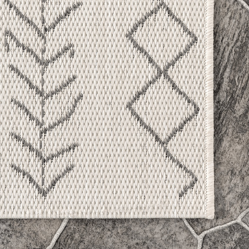 Tapis intérieur / extérieur Ezri Diamond, Carré 7 pi 6 po