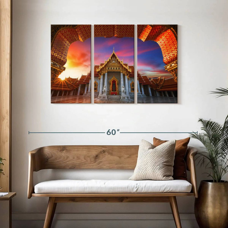 Temple de marbre de bangkok, H 28 po x l 45 po