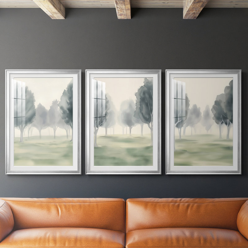 LANDSCAPES Series LXIV - Impression encadrée sur mesure de qualité supérieure - 3 pièces, Argent argent, H 21 po x l 30 po