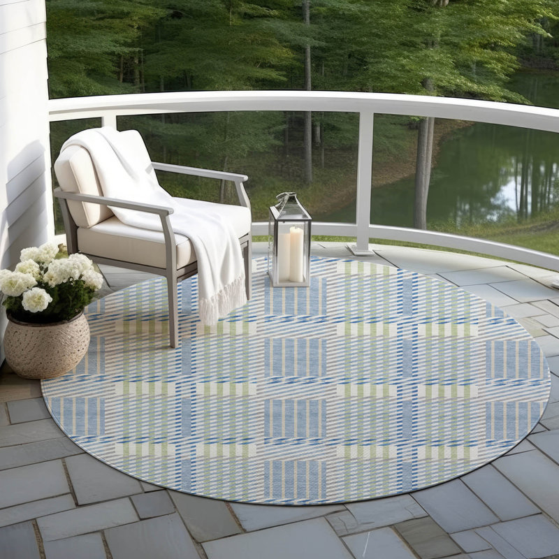 Tapis intérieur / extérieur bleu Lunara , 2'3" x 7'6"