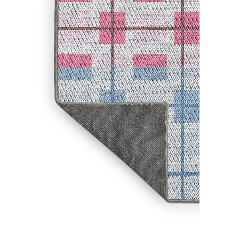 Tapis rose/bleu/vert à motifs, Rectangle 2 pi x 5 pi