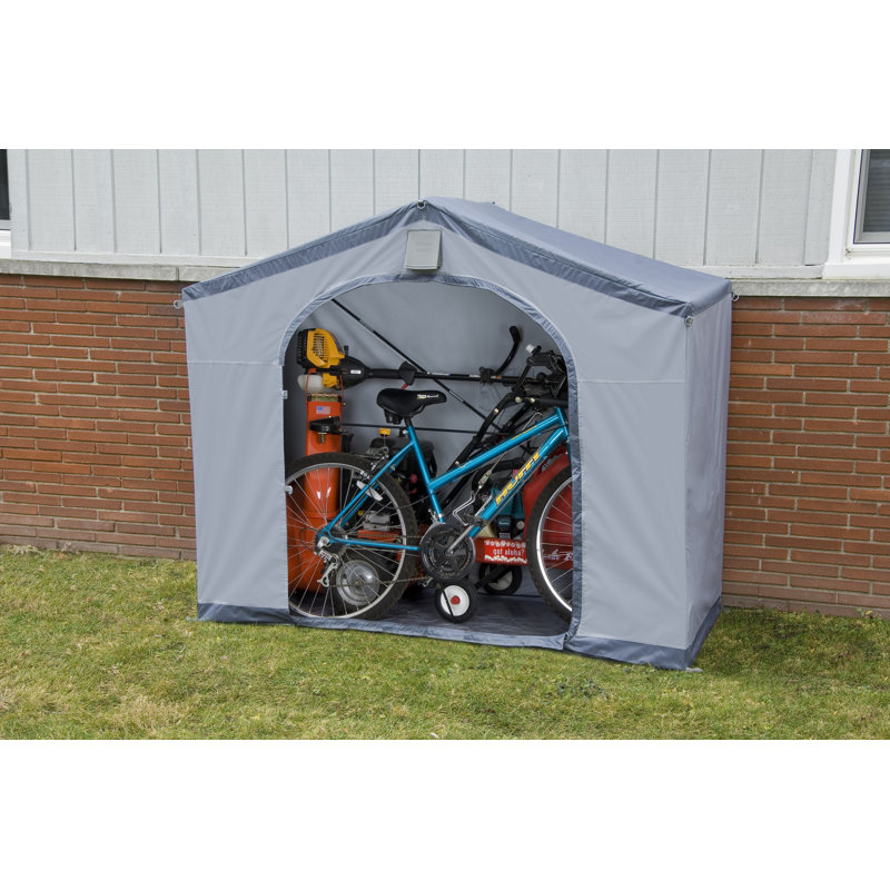 Gray Portable Vinyl Storage Shed with Screened Vents