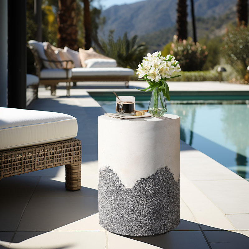 Cameran Round Cement Outdoor Side Table