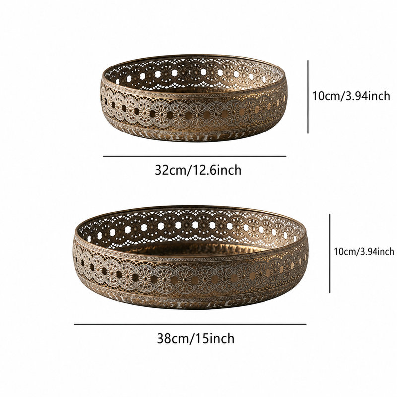 Set of 2 Boho Round Decorative Trays