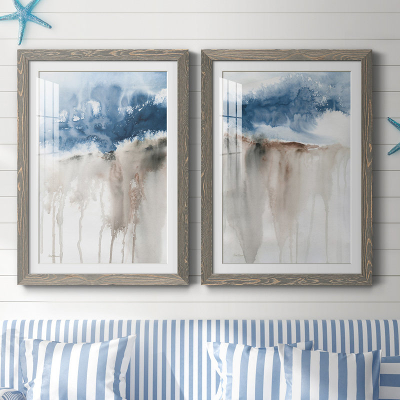 Windy Cliff I - ensemble de 2 reproductions d'art, H 31,5 po x l 47 po x P 1,5 po, Cadre en papier gris, Blanc