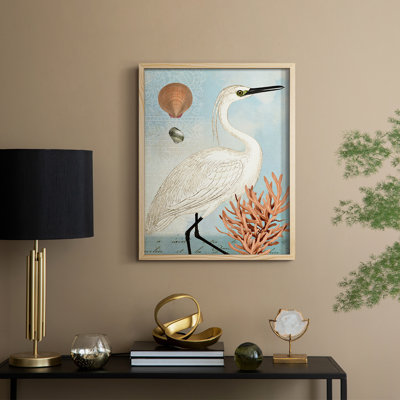 Blue Egret Framed Print - Solid Wood