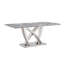 Table de salle à manger en marbre pour 6 personnes, table de salle à manger rectangulaire en faux marbre avec base en acier inoxydable à finition miroir, table de cuisine moderne en marbre de grande taille (table seulement)