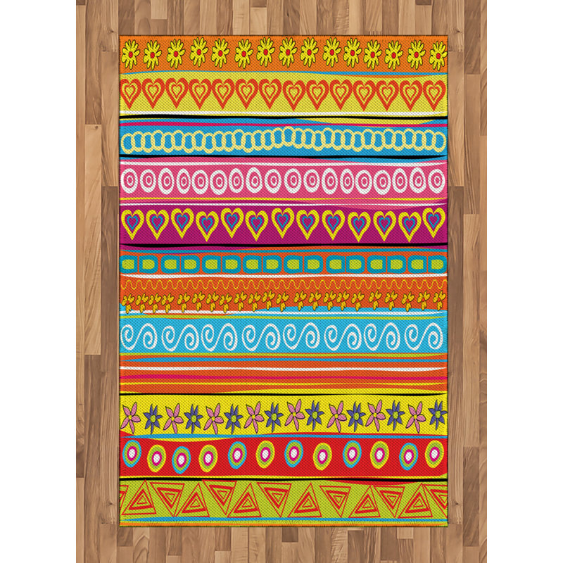 Colorful High Density Long Fiber Poly Threads Decorative Area Rug Carpet, Rectangle 4' x 5'8"