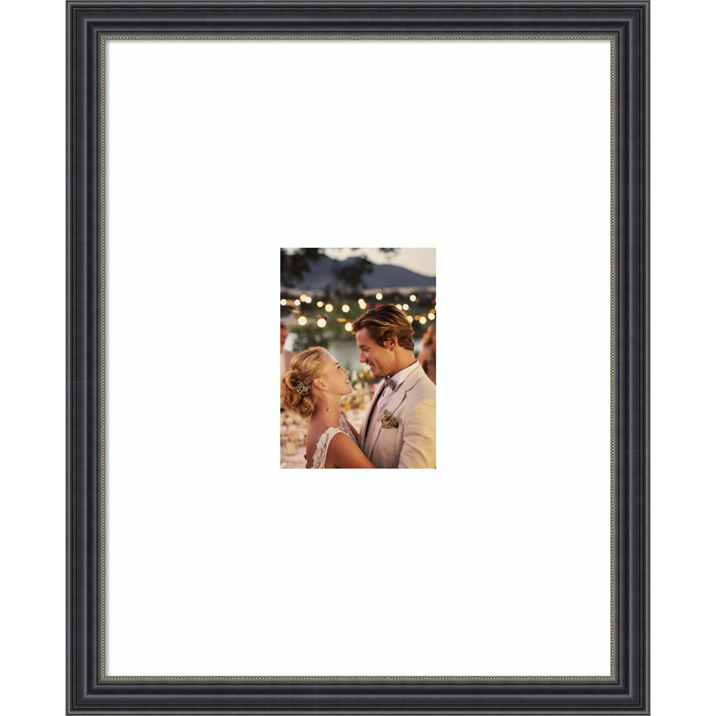 Cadre photo élégant en bois noir, Blanc éclatant lisse, 16 x 20 emmêlés à 5 x 7