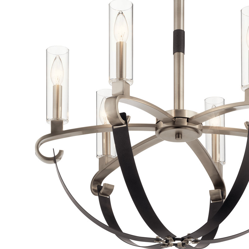 Lustre classique à 6 lumières de style bougie Artem, Étain classique