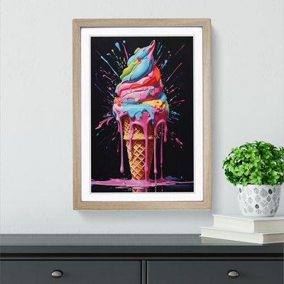 Ice Cream Hard Edge Painting - Single Picture Frame Print on Wood