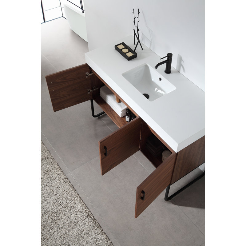 Veemon 48” W Single Vanity, Walnut