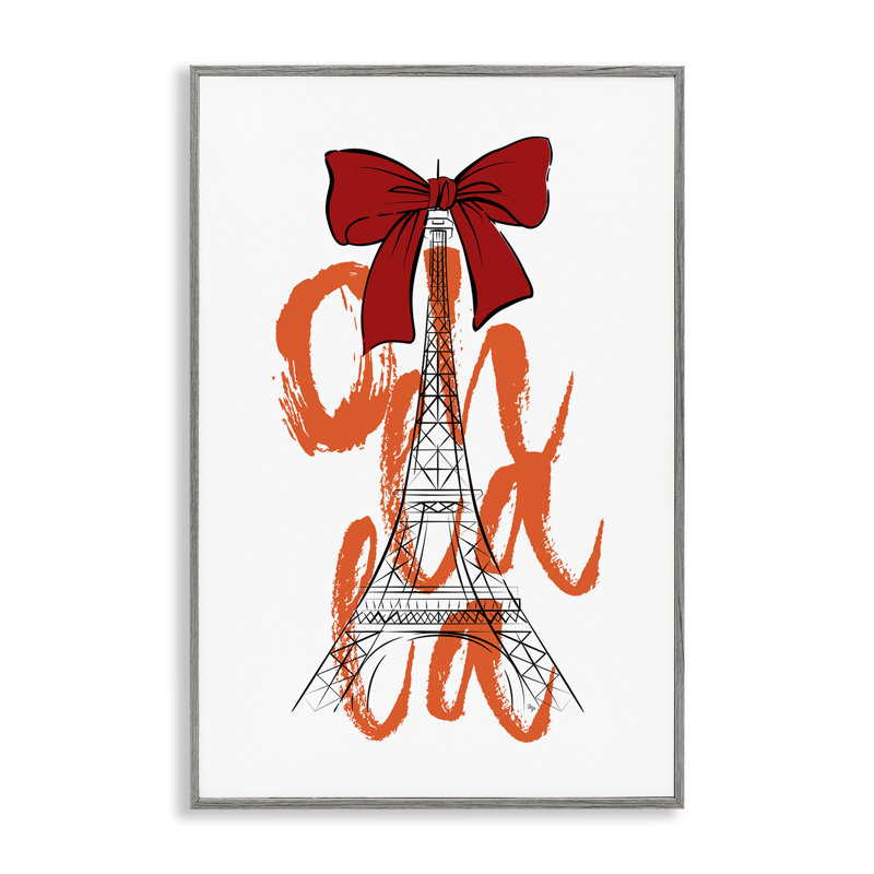 Oh La La Eiffel Tower  Framed Giclee Art by Martina Pavlova, Farmhouse Grey Framed Giclee, 18'' H x 12'' W