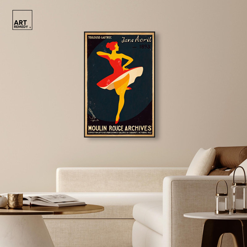 «Moulin Rouge», reproduction d'art sur toile par Art Remedy, H 46 po x l 31 po, Structure noire