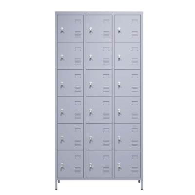 18 casiers en métal à 72 portes de H 72 po - Rangement sécuritaire pour les articles de la maison, gris avec verrou
