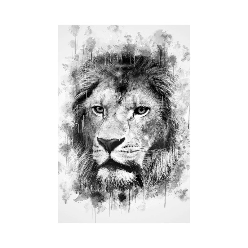 Lion Head 1 Piece Wrapped Canvas Painting, 66.04 cm H x 45.72 cm W