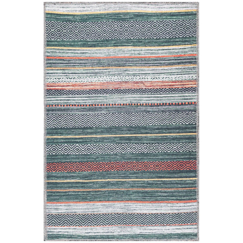 Tapis contemporain Abidur vert-ivoire, Rectangle 2 pi x 3 pi