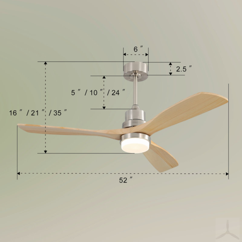 Ventilateur de plafond 52 pouces avec moteur à courant continu réversible à 3 vitesses et 3 lumières à DEL à intensité variable pour la chambre à coucher