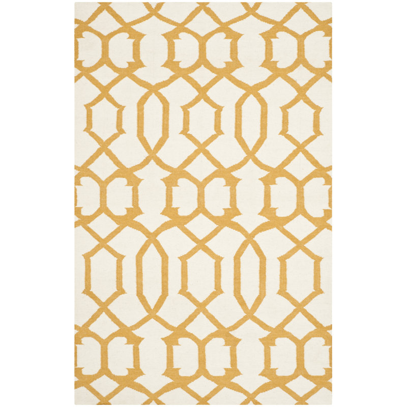 Feliciano Geometric Wool Hand Woven Area Rug, Rectangle 122 x 183 cm