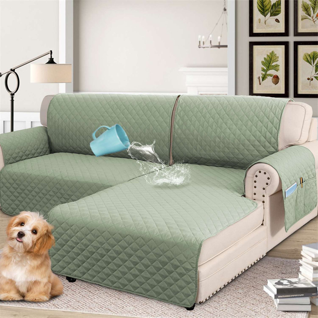 100% Waterproof Sofa Slipcover Machine Washable for L Shape Sectional Sofa 2 Piece Microfiber Fabric Box Cushion Slipcover Right Chaise Cover with Sofa Cover Bay Isle Home™ 