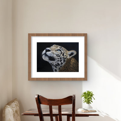 Realistic leopard face - Framed matted print for home decor