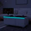 Table basse moderne et intelligente avec réfrigérateur intégré, haut-parleur Bluetooth, chargement sans fil, panneau de commande tactile, ports USB, protection pour prise de courant, lumière d'ambiance, brun