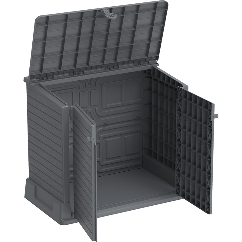 4 ft. 3 in. W x 2 ft. 5 in. D Plastic Horizontal Garbage Shed, Gray
