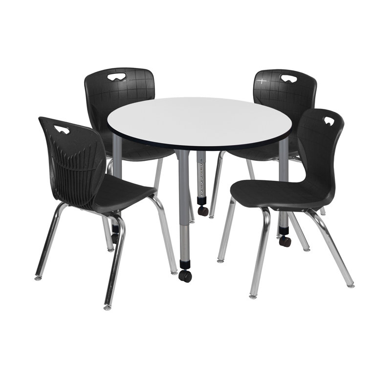 Table ronde Kee, H 34 po x L 42 po x l 42 po, Noir, Blanc