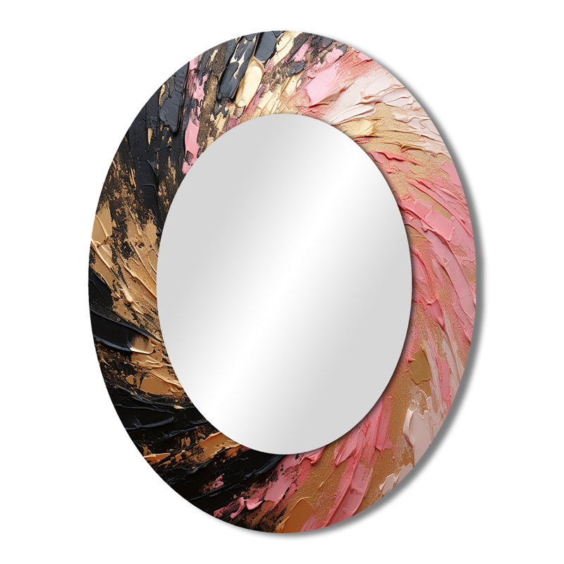 Minimalisme vortex rose poteries - miroir mural ovale doré, 43 po x 33 po