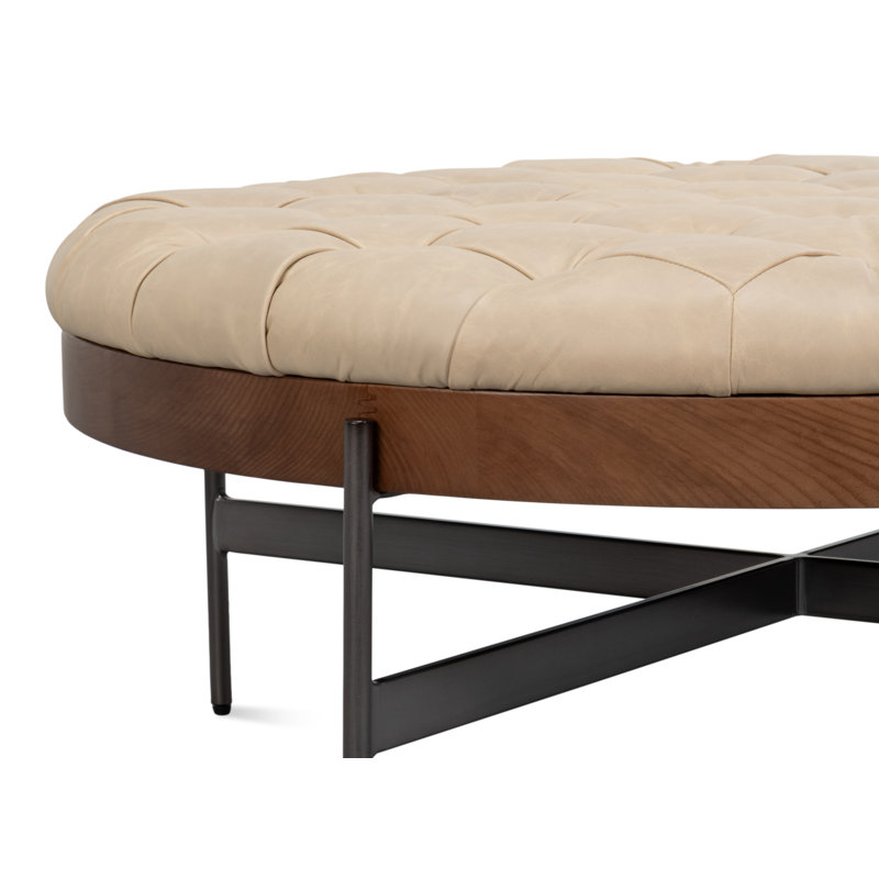 Corbet Round Ottoman, Cappucino White