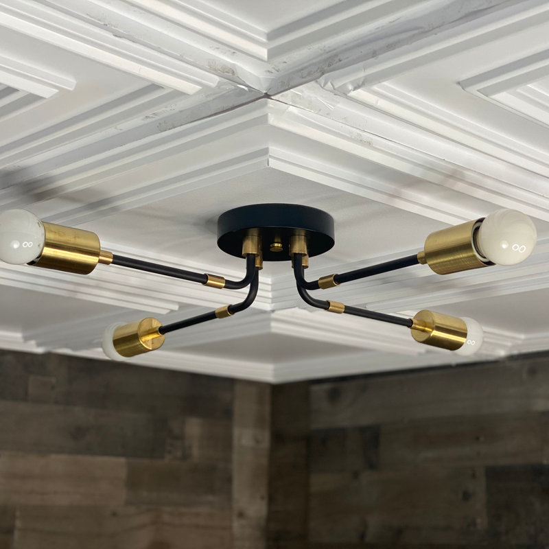 Plafonnier semi-encastré 4 lumières Argelis, Nickel brossé