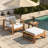 Wood Adjustable Backrest Outdoor Lounge Chair with armrest and soft cushion-663792772