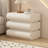 Cream Wavy 3-Drawer No Assembly Nightstand, Modern Upholstered Leather Bedside Table