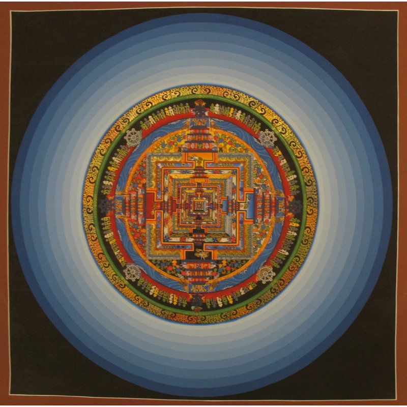 Life Chakra Mandala avec Halo (Brocadeless Thangka)