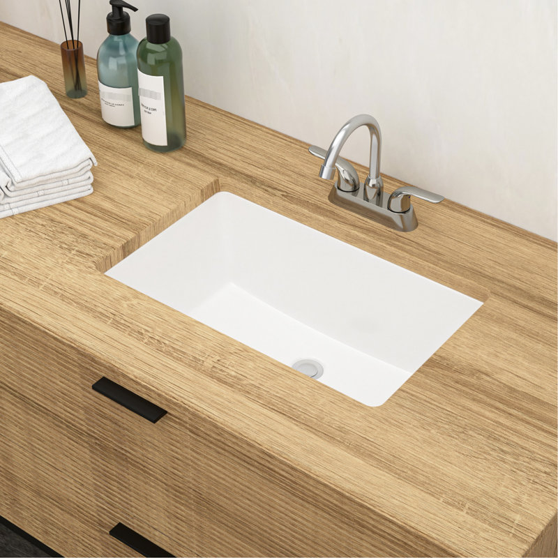 21"X13" White Undermount Ceramic Bathroom Sink, Elegant And Generous Design, Overflow Function Rectangular Quality, Practical Design